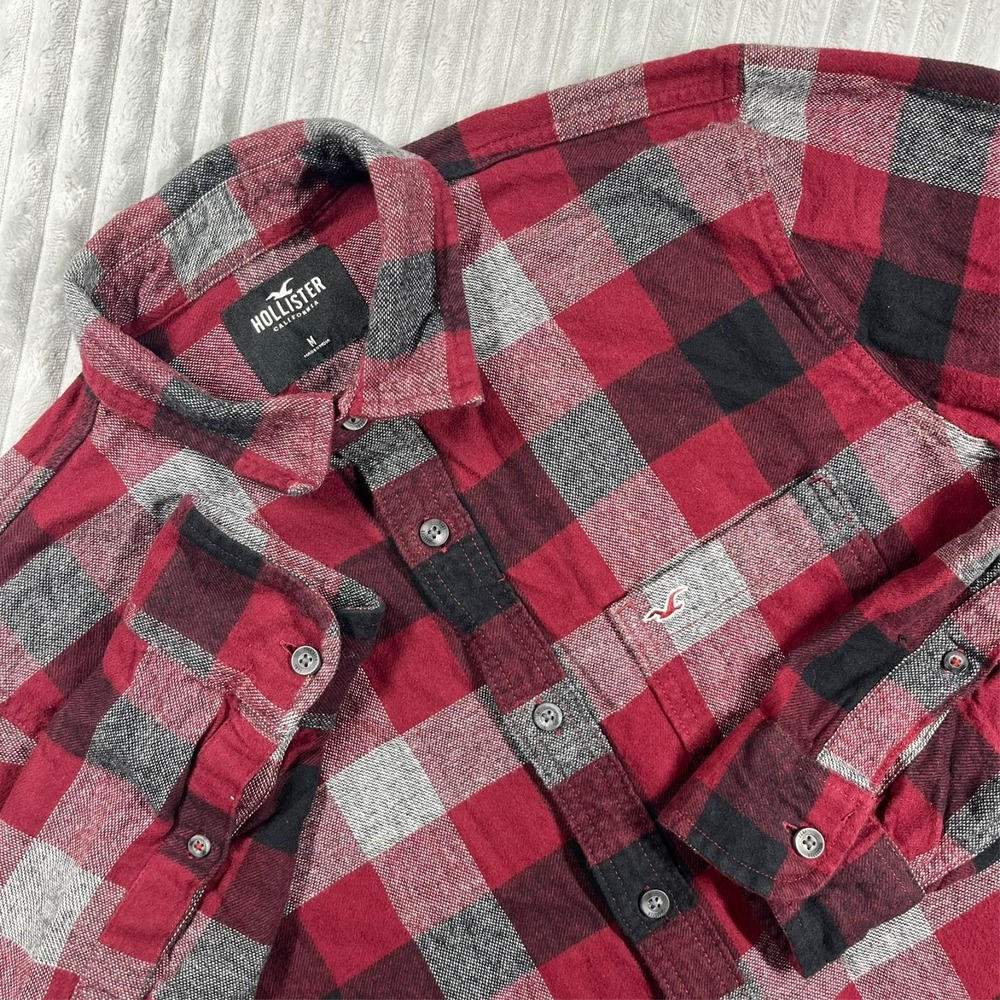 Hollister Button Up Flannel Shirt Men's M Plaid Lumberjack Outdoors Y2K Preppy